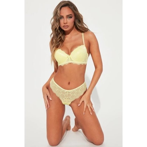 Sweet Thang Lace Push Up Bra - Yellow Size 36C RefFNB3 - Picture 7 of 7